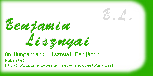 benjamin lisznyai business card